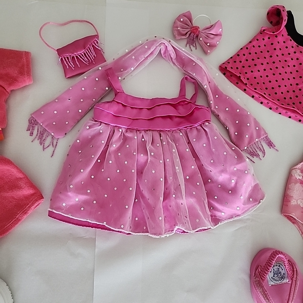 Build-A-Bear Clothing Pink 2 Outfits including Sandals & Accessories